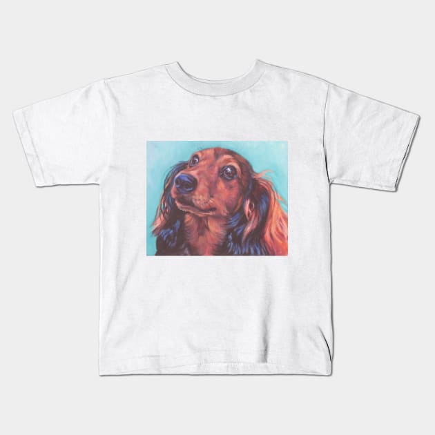 Dachshund Fine Art Painting Kids T-Shirt by LASHEPARD